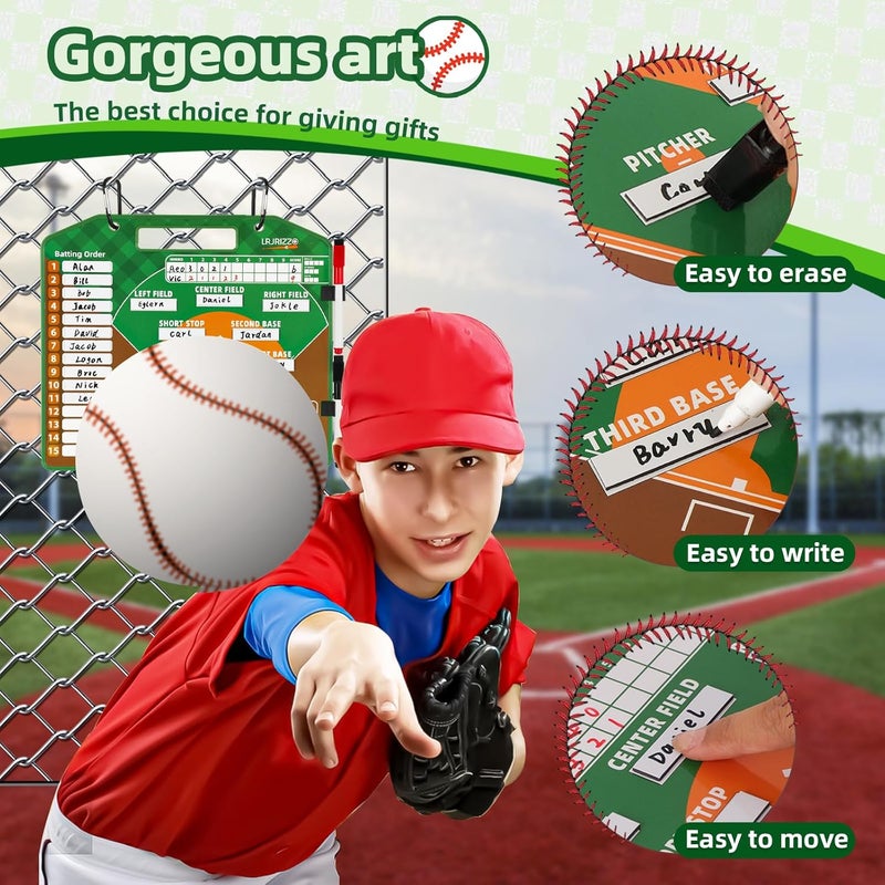 lrjrizzo Magnetic Baseball Lineup Board，Baseball Lineup Cards Baseball Lineup Board for Dugout Baseball Clipboard for Coaches Softball Lineup Cards Marker Boards Baseball Coaching Accessories (Brown) - Image 5